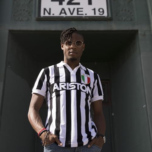 COPA Juventus FC 1984 – 85 Retro fútbol Camiseta Cuello Camiseta Retro de fútbol, Italian Football, Juventus FC 1984 - Camiseta de fútbol Retro, Hombre, Color Negro/Blanco, tamaño M