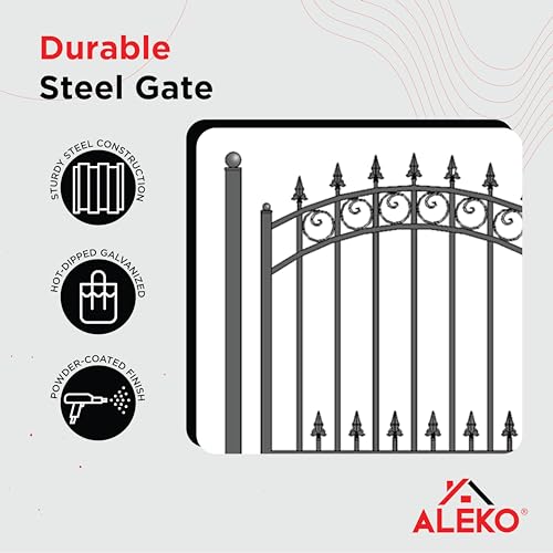 Image of ALEKO Driveway Pedestrian Gate | Metal Garden Gate | Pedestrian Door for Steel Gate | Anti-Rust Steel Gate | Prague | 5 ft
