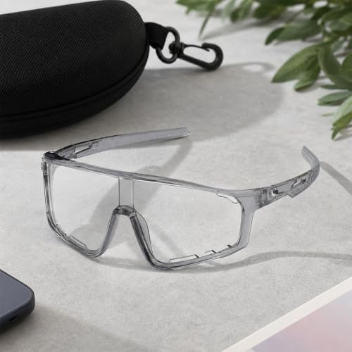 Image of Gray Photochromic Sunglasses for Men, Sports Sunglasses Set