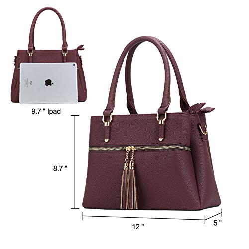 Image of KKXIU Women Satchel Bags Handle Shoulder Handbags and Purses Pockets Zipper Leather Crossbody Bags