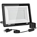 ZAROVS 200W LED Flood Light Outdoor, 20000LM Bright Plug-in Flood Lights with Switch, IP66 Waterproof Exterior Security Lights, LED Work Light for Garage, Yard, Garden, Playground, Stadium, Arena