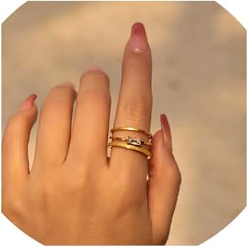 Amazon | KunJoe ゴールド 婚約指輪 レディース キュービック