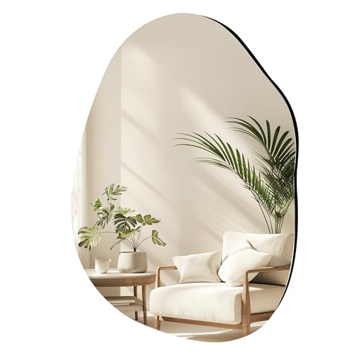 CULER Irregular Bathroom Wall Mirror,22 x 30 Inch Asymmetrical Frameless Vanity Modern Tempered Glass Mirror for Bedroom,Living Room,Entryway