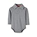 Teach Leanbh Infant Baby Polo Bodysuit Cotton Long Sleeve Pure Color Shirt 3-24 Months (18 Months, Grey)