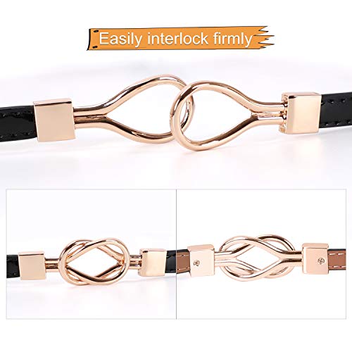 Image of JASGOOD Leather Skinny Belts for Women Plus Size Ladies Thin Waist Belts Adjustable for Jeans Pants Dresses with Gold Buckle