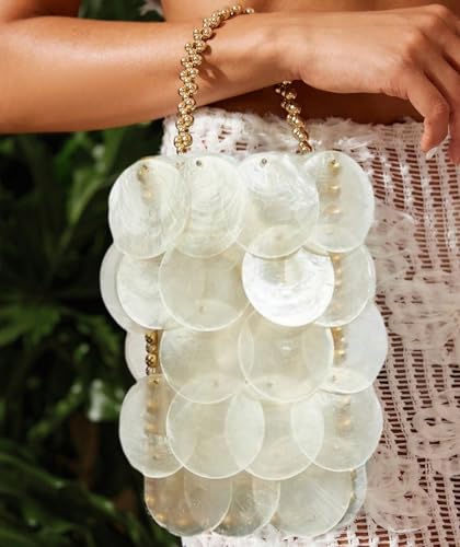 Women Fashion Shell Woven Handbag Chic Shell Beach Bag Beaded Chain bag for Summer Travel Beach Party2