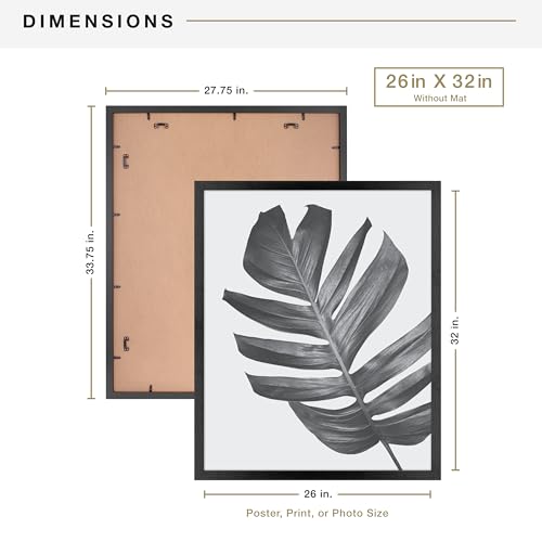 MCS Studio Gallery 26x32 Matted Poster Frame with 22x28 Picture Display, Black Woodgrain Vertical & Horizontal Wall Hanging Large Picture Frame for Photos, Posters & Art Prints (1-Pack)