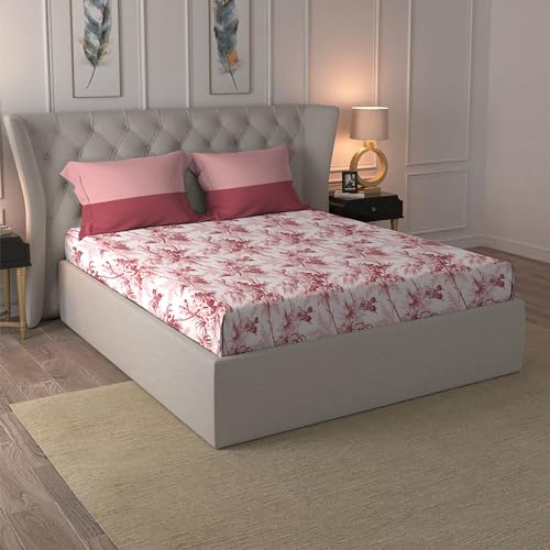 Trident bedsheet Set - Dusk & Down Collection, 100% Cotton, Bedsheet for Double Bed (1 Queen Size Bedsheet with 2 Pillow Covers) Superior Softness, 144 Thread Count-Kiri Red (B0CLDV4C7H) Amazon Price History, Amazon Price Tracker