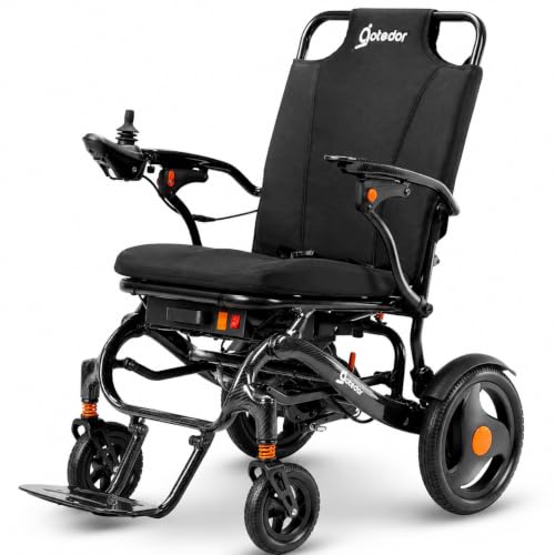 Image of Aotedor Carbon Fiber Electric Wheelchair,37 lbs Ultra Lightweight Foldable Wheelchair, Airline Approved,30 Miles Range,Dual Batteries, Easy Control for Travel