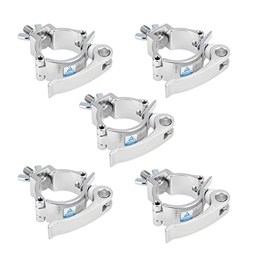 5 Pack 2 Inch Quick Lock and Release Heavy Duty 220 Lbs Aluminum Alloy Stage Lighting Clamp for Moving Head Light Par Light Spotlight Fit 50 mm OD Pipe -TUV Certificated Silver -  MOUNTAIN_ARK, 4334418249