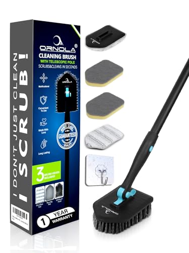 ORNOLA 3-in-1 Bathroom Cleaning Brush with Long Handle,1 yea...