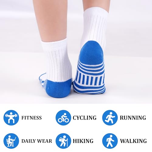 Image of 12 Pairs Boys Crew Athletic Socks, Kids Cotton Socks Ages 1-13 | Breathable mesh,75% cotton mixed material,white crew socks match all sportswear,for running, training and daily active play
