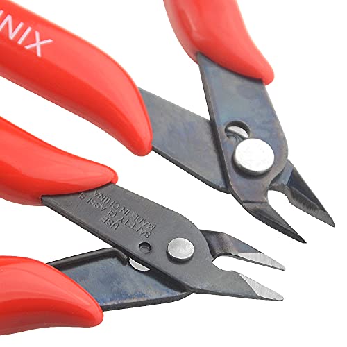 Xinmeiwen 2Pcs Flush Cutters Precision Electronic Wire Cutters Mini Cutting Pliers For Ultra-Fine Cutting Needs (Red) #TOP2