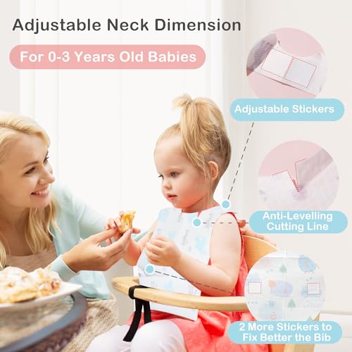 AUROAY Einweg Lätzchen, 60 Stück Lätzchen Baby, Wasserdicht Reiselätzchen für Babys Kleinkinder, Jungen und Mädchen von 6 Monaten bis 3 Jahren, Reisen Outdoor-Einsatz