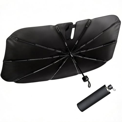 Foldable Car Umbrella Cover for Front Window - Car Windshield Sun Shade Heat & UV Protection Easy Open Keep Cool and Protect Interior for Auto Sedan SUV (56 L x 31 W)