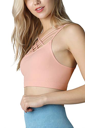 NIKIBIKI Women Seamless Triple Criss Cross Bralette, One Size (Cloud Pink) - Image 3