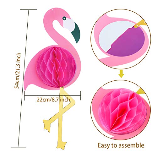 4 Pieces Tropical Pink Flamingo Honeycomb Party Decorations For Luau Birthday Hawaiian Party Supplies #TOP4