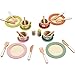 Giant bean 27PCS Wooden Toy Plates and Dishes for Kitchen Set,Montessori Kitchen Toys for Girls and Boys, Wooden Play Kitchen Accessories