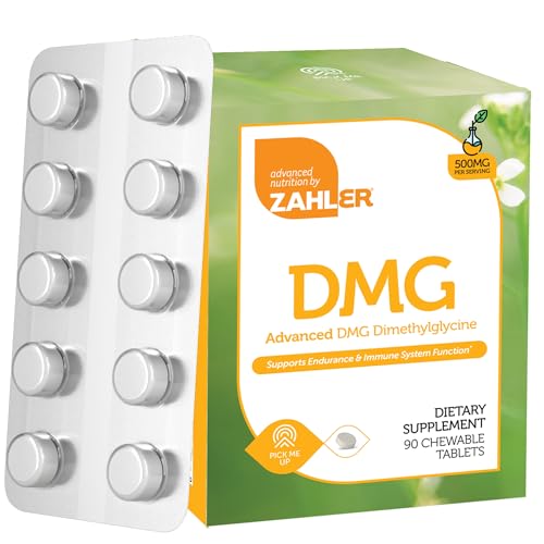 Zahler DMG 500mg - DMG Dimethylglycine Supplement for Endurance & Immune System Support - DMG Supplements with Amino Acid Glycine - Nootropic Brain Supplement - Kosher 1 a Day Tablets 90 Count