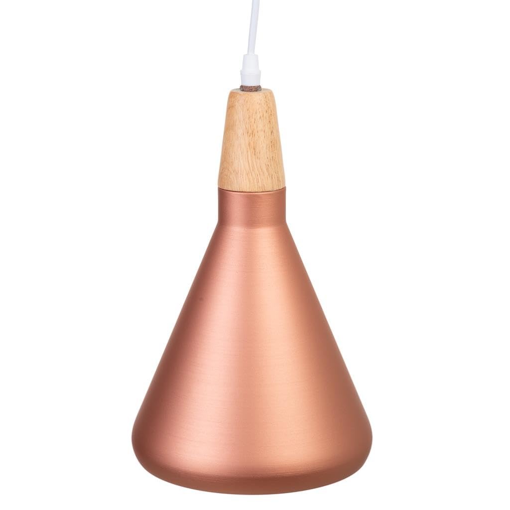 Lámpara de techo de madera y metal cobriza 18x18x31