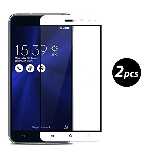 [2-Unidades] EUGO Asus Zenfone 3 ZE520KL(5.2") Protector de Pantalla, Alta Definicion No hay Burbujas Vidrio Templado HD Film Protector de Pantalla Screen Protector Cobertura Completa - Blanco