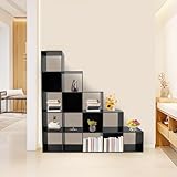 Shinpeed Treppenregal Bücherregal, L-förmige Eckregal mit 15 Fächern, Stufenregal für...