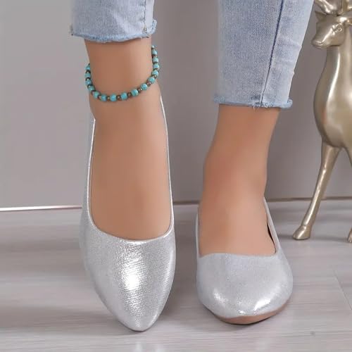 Women's Ballet Flats Shoes Pointed Toe Low Heel Dance Dress Shoes Comfortable Dressy Elegant Slip On Mary Jane Flats for Casual Walking Ballerina Wedding Office Party Business2