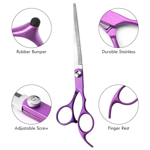 Dog Pet Grooming Scissors Shears Set,Professional 5 in 1 Hairs Tool Accessories for Dogs, Cats and Other Animals (Purple) Dog Pet Grooming Scissors Shears Set,Professional 5 in 1 Hairs Tool Accessories for Dogs, Cats and Other Animals (Purple)