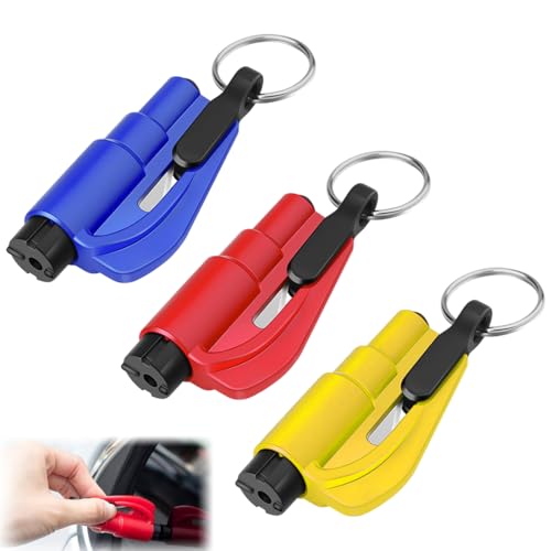 GXGM 3 Stück Auto Sicherheitshammer, Das Notfall-Auto-Fluchtwerkzeug, Notfallglasbrecher, Gürtelschneider, für Autoscheibe Notfallrettungs Werkzeug