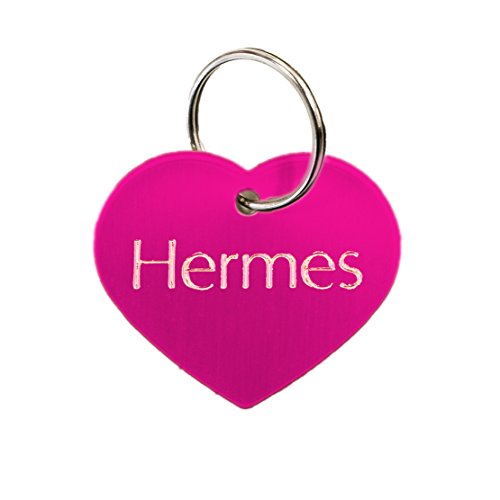 AtooDog Médaille gravée pour Chien Coeur Rose pour Petit Chien/Chat, Gravure Offerte, Livraison Ultra Rapide. (2,5cm x 2,5cm)