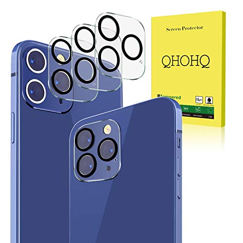 QHOHQ Lente de cámara Protector para iPhone 12 Pro MAX 6.7, [3 Unidades] Cristal Templado Protector de Pantalla [Alta Definición] [Anti-rasguños],No Afecta el Rodaje Nocturno, Transparente
