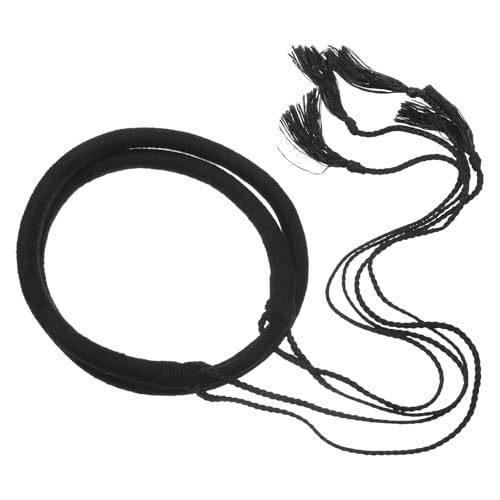 TOYANDONA Diadema Turbante Árabe para Hombre de Lana Negra Borlas Trenzadas, Tamaño Flexible, Accesorio Tradicional para Disfraz y Uso Diario Estilo Oriente Medio