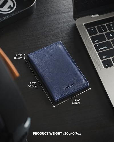 Image of VULKIT Leather Business Card Holder 2 Sided Slim Business Name Card Organizer for Men or Women (Nappa Navy)