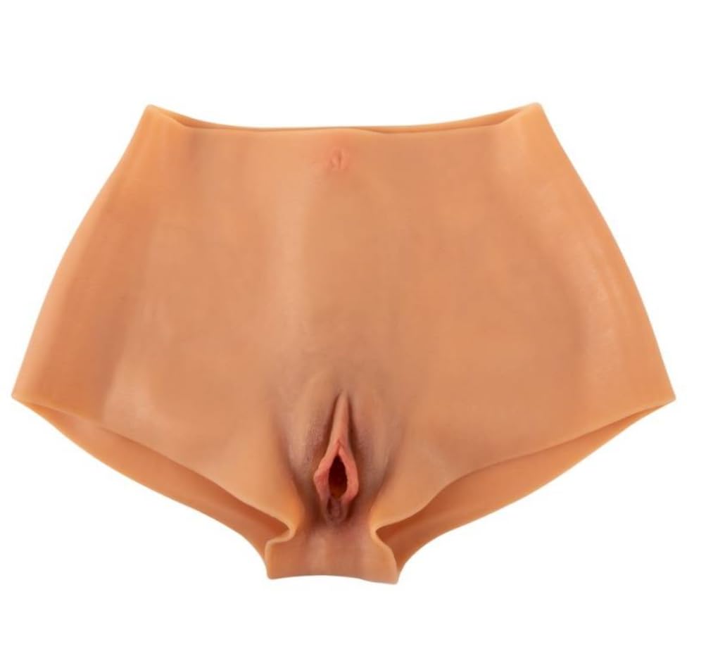 Pantaloncino Mutanda con Vagina in Silicone, Slip Vagina Strapon con Canale Penetrabile, Vagina Indossabile per Uomo o Trav o Transgender