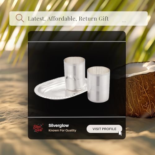Image of Silverglow Classic Tray Glass Set | Silver Plated Glass Set of 2 with Tray | Juice, Water, Beverages Serving Set | Tableware Set | Perfect Diwali, Office, Wedding Return Gift Item