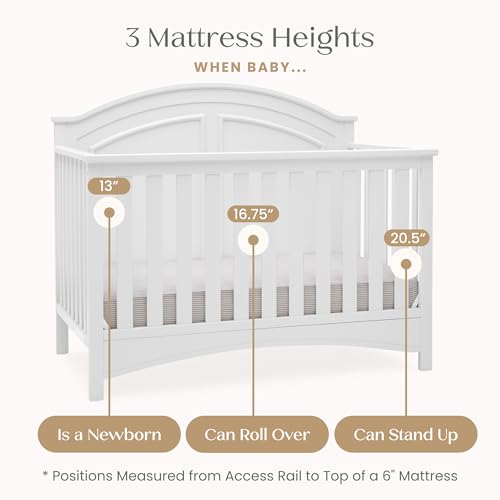 Image of Delta Children Perry 6-in-1 Convertible Crib - Greenguard Gold Certified, Bianca White