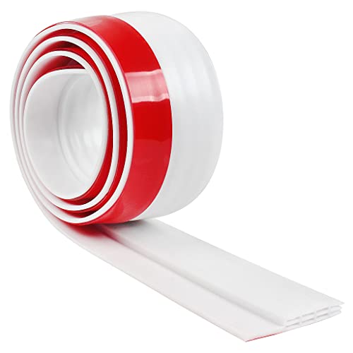 KELYDI Tapón para puerta (2 paquetes, barrido de puerta, insonorizado, a prueba de polvo, bloqueador de viento antiinsectos, tira de sello para puertas exteriores/interiores (blanco) Cover