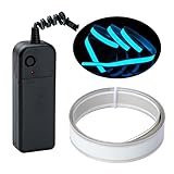 lychee®3 Ft 1M 1M Neon Glowing Strobing Electroluminescent Robbin El Tape Belt EL Wire Rope with Battery Pack for Cosplay Decoration Bruning Man Festival (3Ft, Ice Blue)