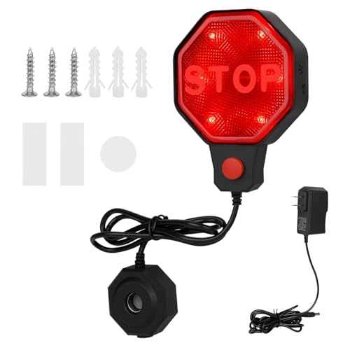FIMXSD Garage Parking Sensor Adjustable Garage Car Stop Indicator with Red/Yellow/Green LED Display Set Stop Distance 66 Ft Battery (Not Included) or Power Cord Powered (Black)