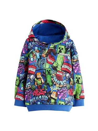 NEXT Niños Sudadera con Capucha con diseño de Minecraft Azul Cobalto 7 Años