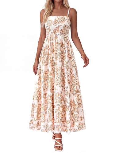 Image of PRETTYGARDEN Women Summer Maxi Dresses 2026 Spaghetti Strap Boho Floral Striped Wedding Guest Beach Vacation Flowy Long Dress