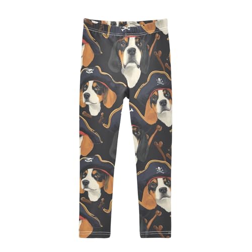 Pirate Dog Girls Leggings,Workout Leggings for Girls Toddler Athletic Legging Size for 3-10T