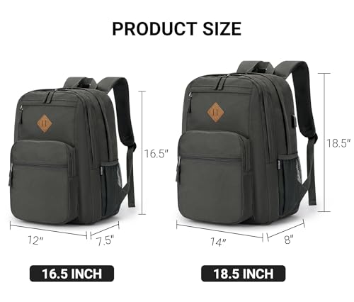 Image of ZORFIN 36L Backpack for College, and Travel: Water Resistant Bookbag with 8 Compartments - Forge Grey