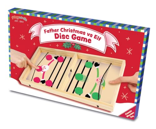 Playwrite Wooden Father Christmas vs Elf Disc Game – Fun
