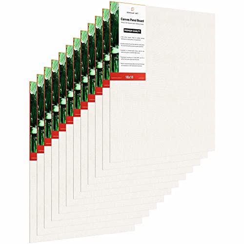 Image of Scholar Art Hobby Series 04 Oz (230 GSM) 100% Cotton Canvas Panel Board for Painting (White Blank Canvas Boards for Acrylic Paint, Oil Paint, Wet & Dry Media) | 16 inchx16 inch (40x40 cm), Pack of 12