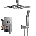 FORIOUS Shower Head System, 10 Inch Rain Shower Faucet Set with Handheld Spray Combo Rough-in Valve, Solid Brass Pressure Balanced Valve Trim Kit, Ceiling Mount, Brushed Nickel