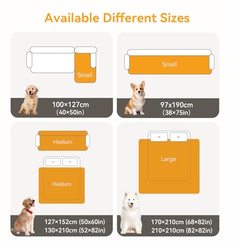 The Fellie wasserdichte Hundedecke, rutschfeste & Waschbare Hundematte, Haustierdecke für Hunde & Katzen, Sofa Schutzdecke gegen Tierhaare & Kratzer, Ideal für Couch, Bett, Autositz (Grau,97×190cm)