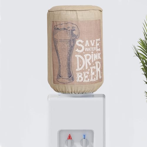 Image of Swayam 20 Litre Bottle Cover for Home & Office | Bottle Protector | Lace Closure at Bottom | Machine Washable | Environment Friendly | Digitally Printed | 44cm x 42cm x 32cm - Beige