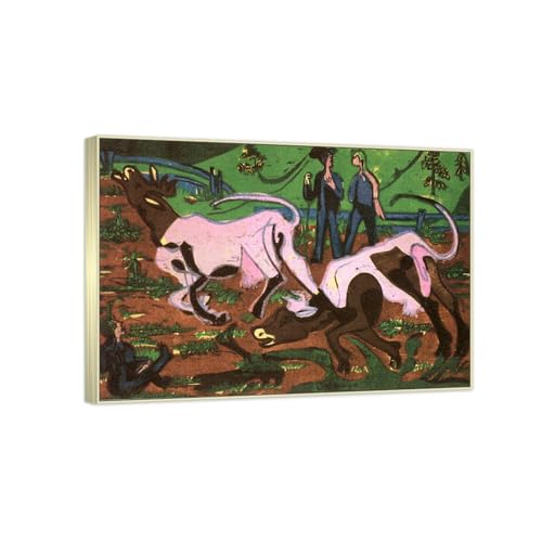 Tableau Ludwig Kirchner Toile Abstraite Décorative pour Salon 30 x 42 cm