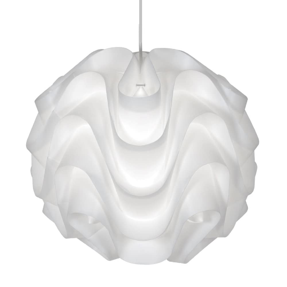 Britalia White Polycarbonate Vintage Retro Easy Fit Wavy Abstract Globe Pendant Shade | 30Cm Diameter (12") | None Electric Ceiling Lampshade | Fits All Lampholder Types E14 E27 B15 B22
